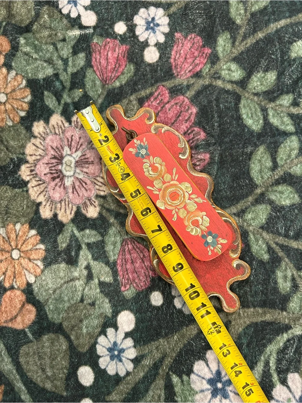 Hand-Painted Red Floral Wood Wall Decor